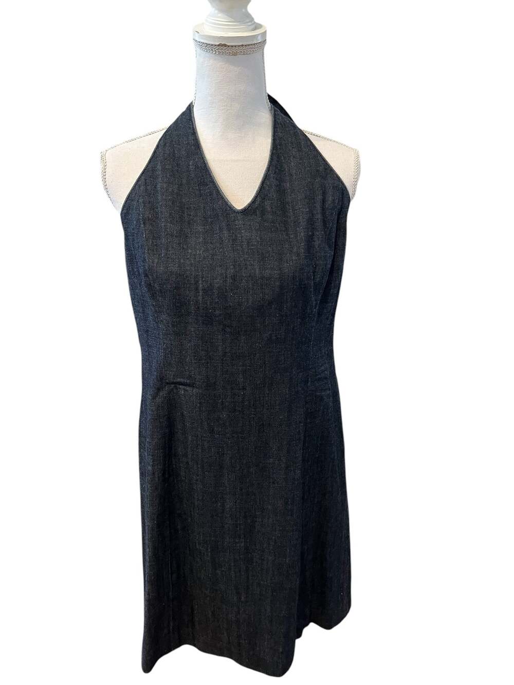 Vintage Y2K Ann Taylor Denim Halter Dress